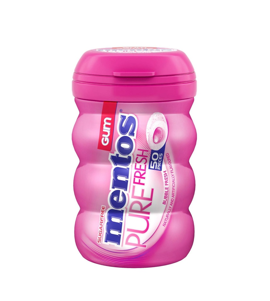 Perfetti Van Melle Gomme à mâcher Mentos Pure Fresh sans sucre avec Xylitol, flacon de 50 morceaux Fraîche Bulles