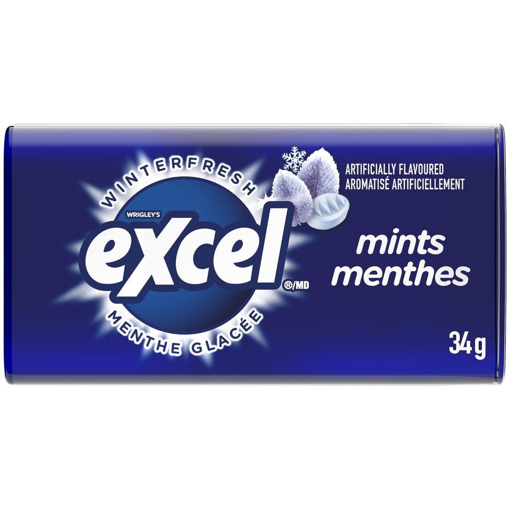 Menthes Excel, Menthe glacée, boîtier, 34&nbsp;g