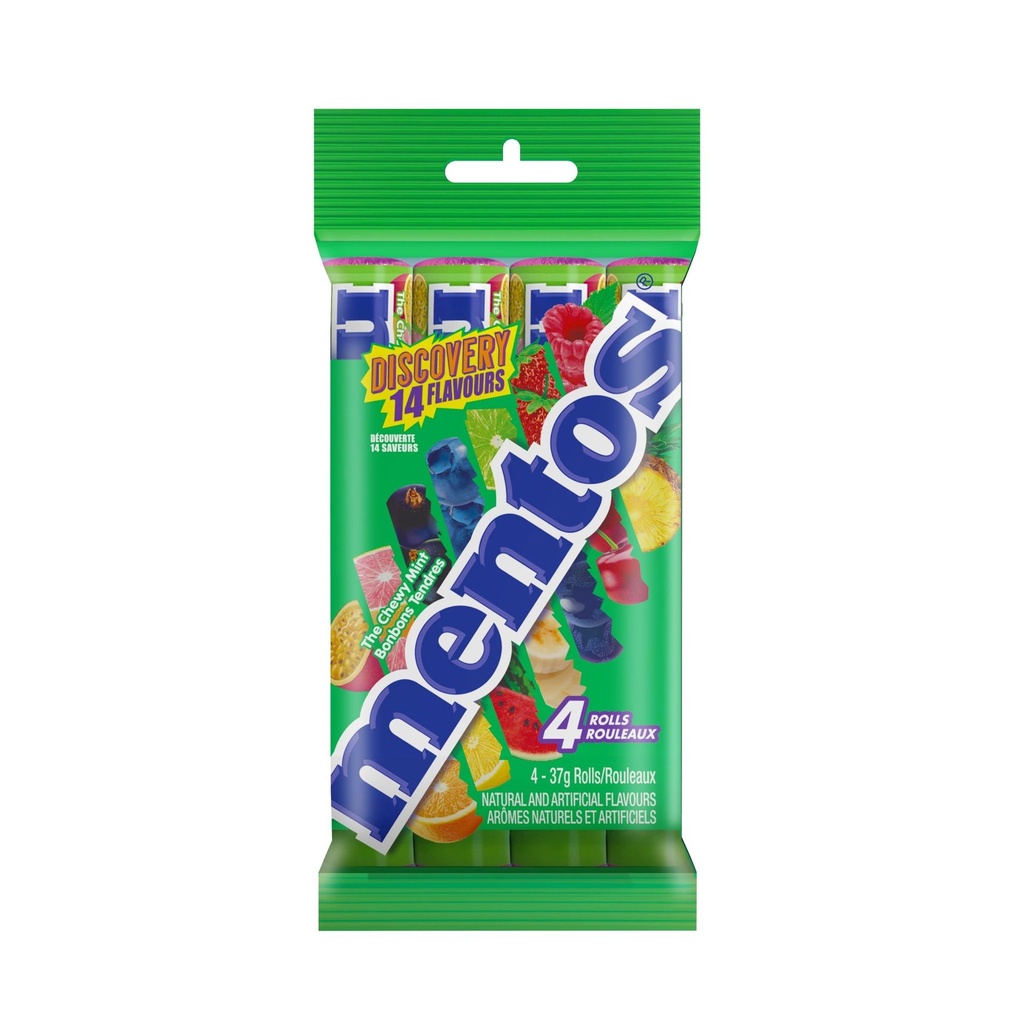 Mentos Menthes moelleuses, Découverte, Paquet de 4 rouleaux (56 pcs), rouleau de 37g