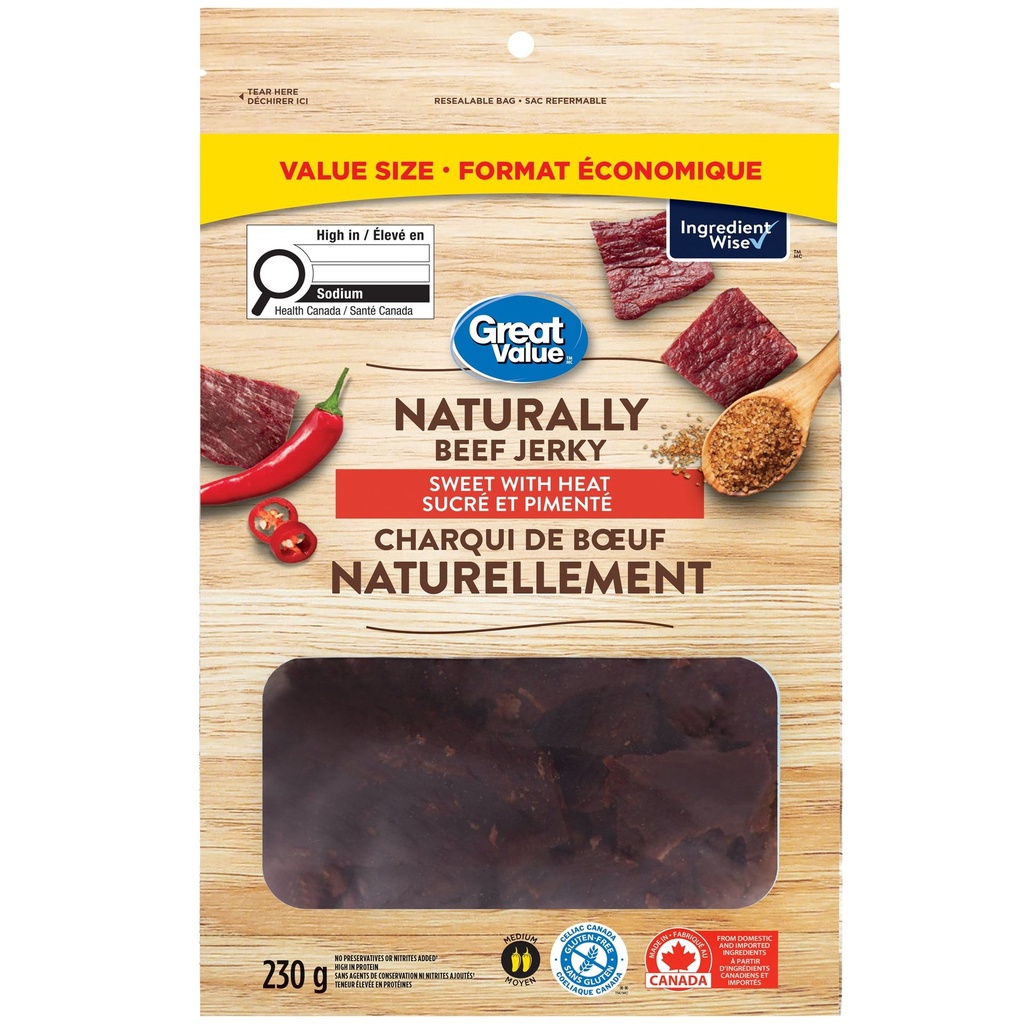 Charqui de bœuf Naturellement Sucrée et pimentée Great Value