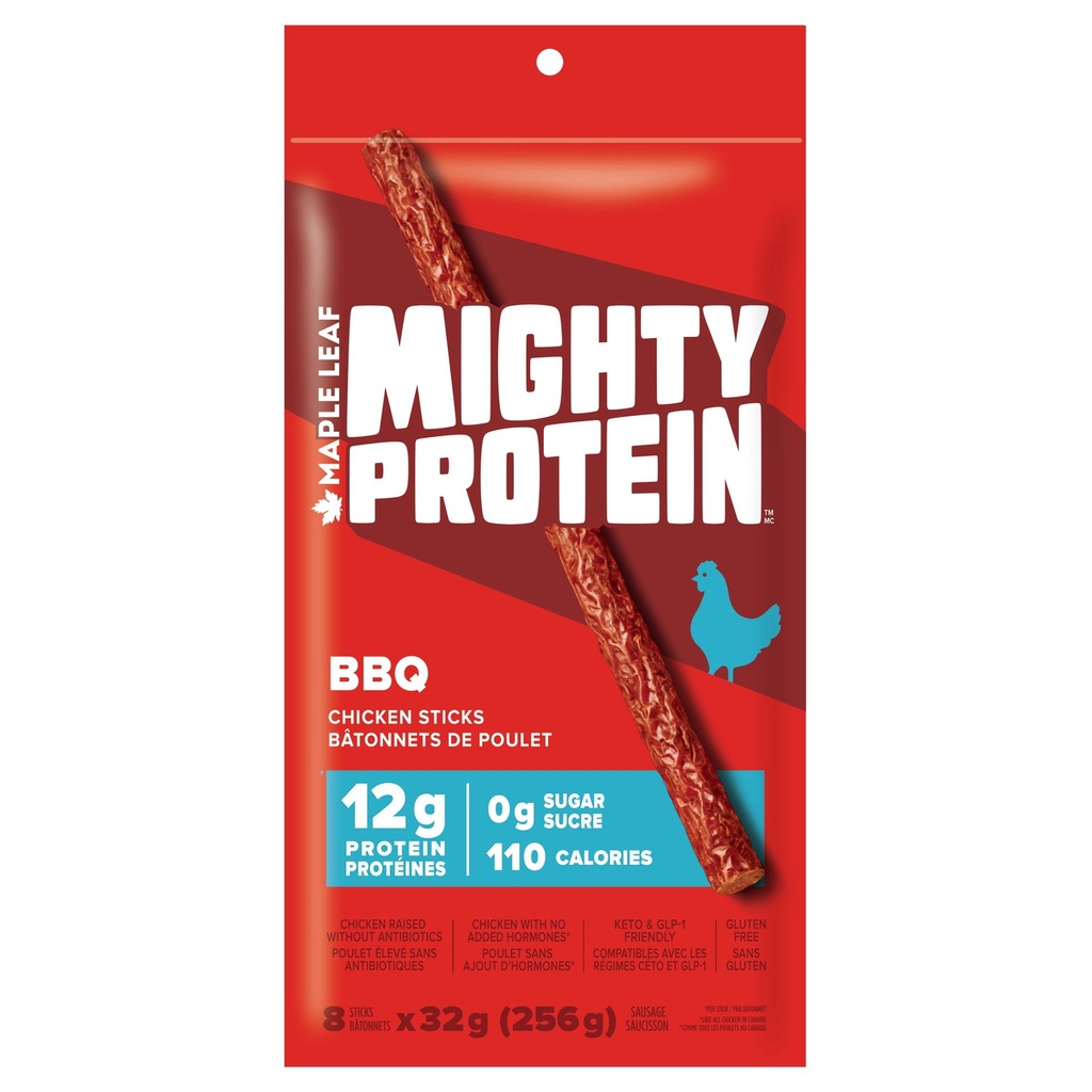 Maple Leaf Bâtonnets de poulet Mighty Protein, BBQ
