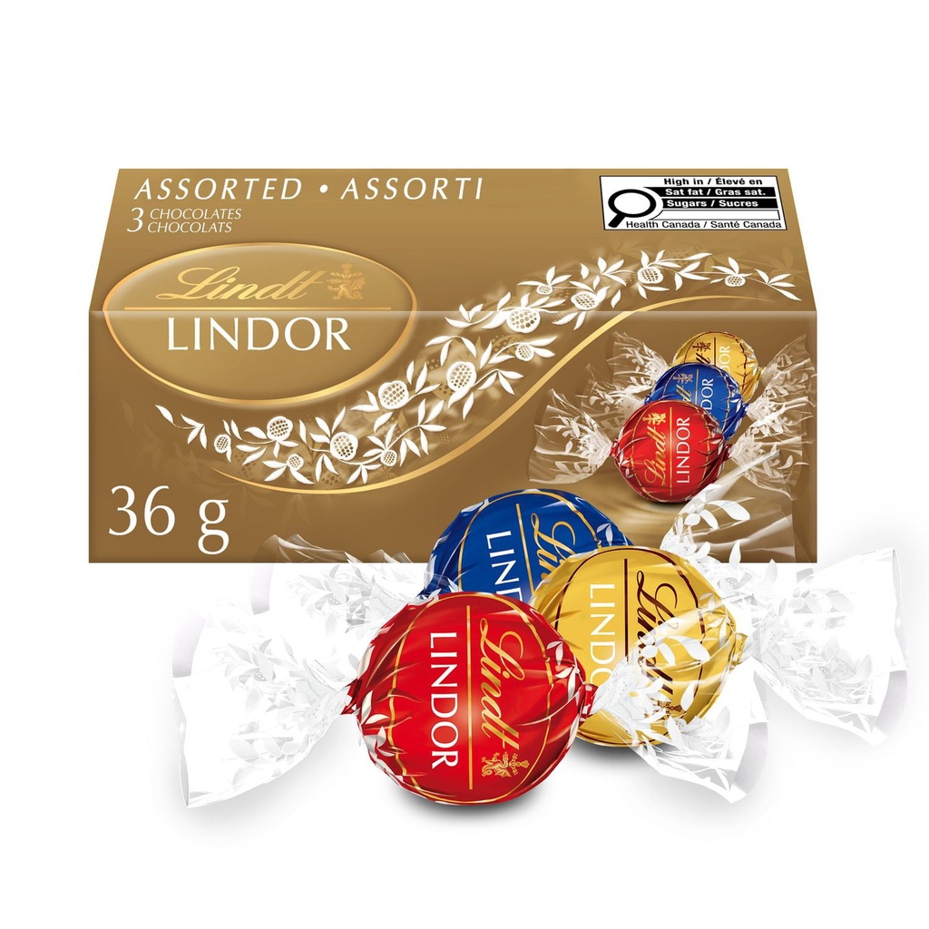 Truffes LINDOR assorties au chocolat suisse de Lindt&nbsp;– Boîte de trois (36&nbsp;g)