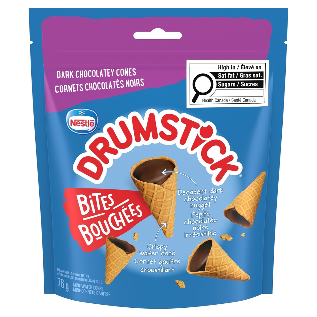 DRUMSTICK Bouchées, bouch. décadentes mini-cornets gaufrés au choco noir, collation