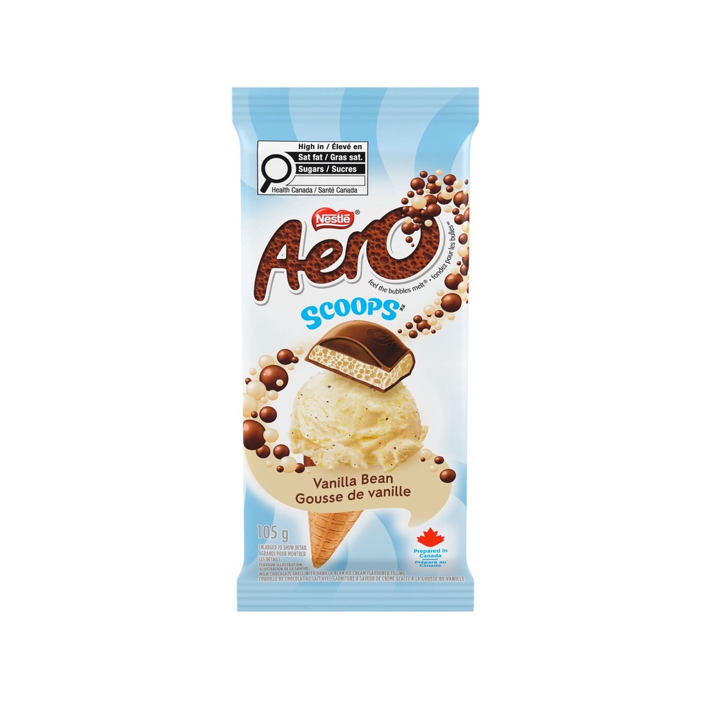 AERO SCOOPS Gousse de vanille, choco au lait aromatisé à la crème glacée