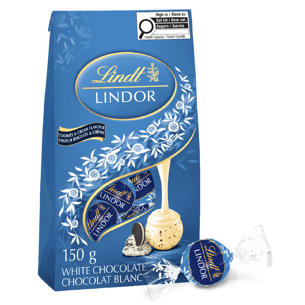 Sachet de truffes de chocolat blanc Biscuits et crème LINDOR de Lindt, 150 g