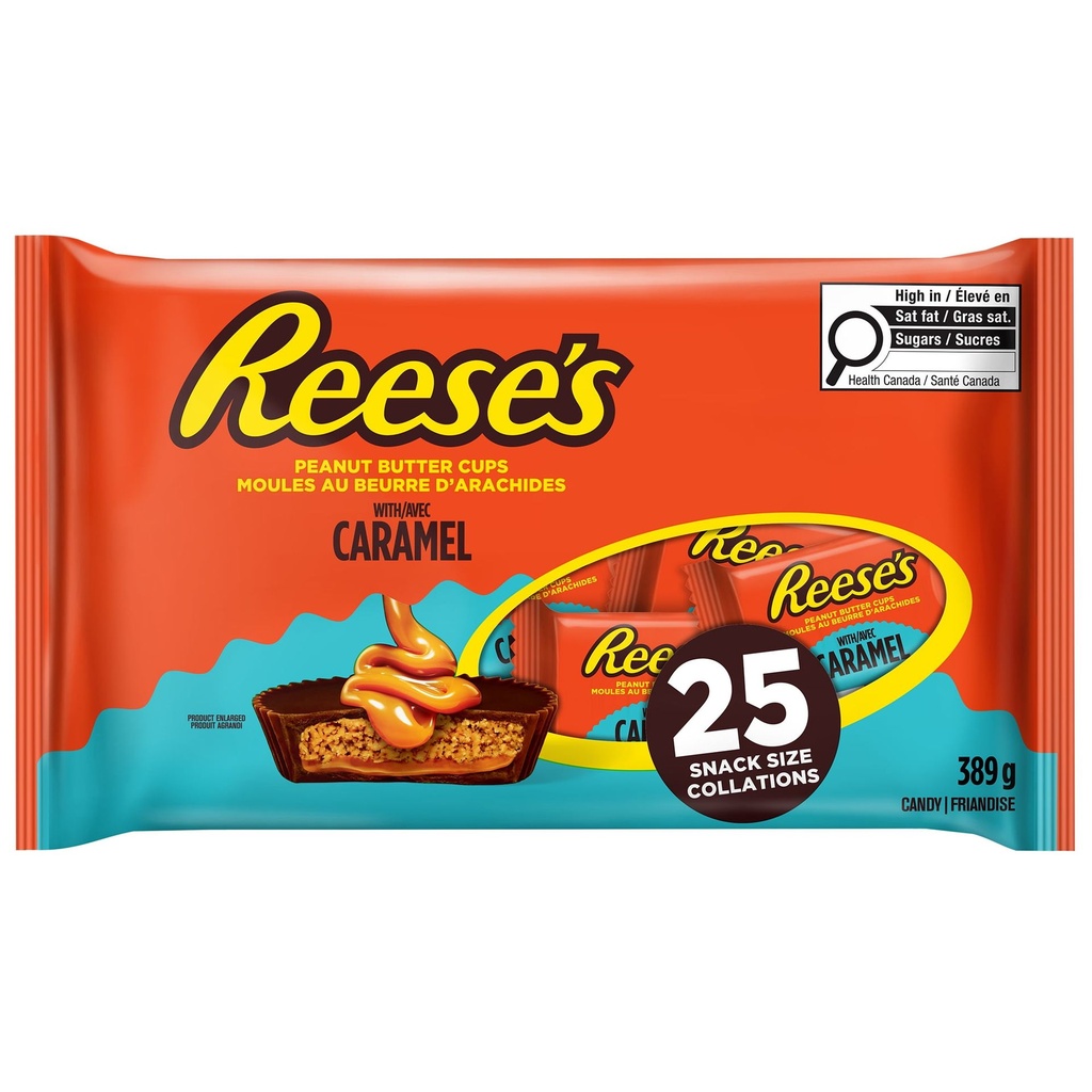 25 Unités Reese's Moules au Beurre d'Arachides avec Caramel Format Collation 389g, 25 Unités
