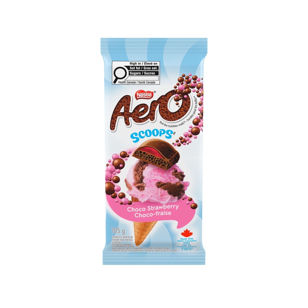 AERO Scoops Choco-fraise, Choc. au lait, garn. arom. à la crème glacée fraise