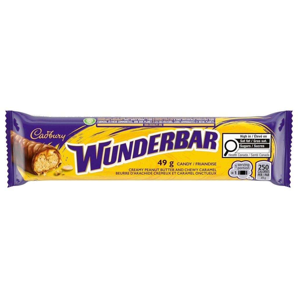 CADBURY WUNDERBAR Friandise à saveur de chocolat, emballée individuellement, gâterie sucrée