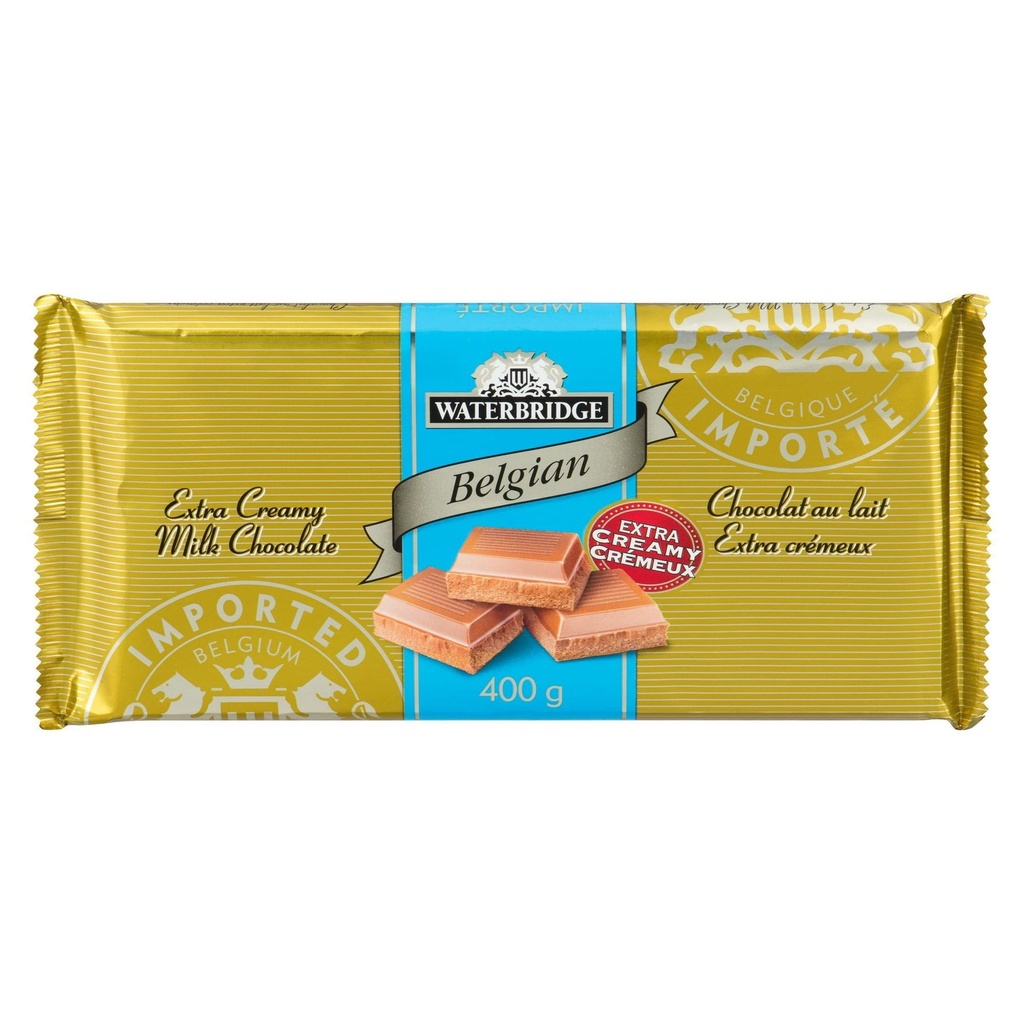 Waterbridge Barre de Chocolat au Lait Extra Crémeux Premium, 400 Grams