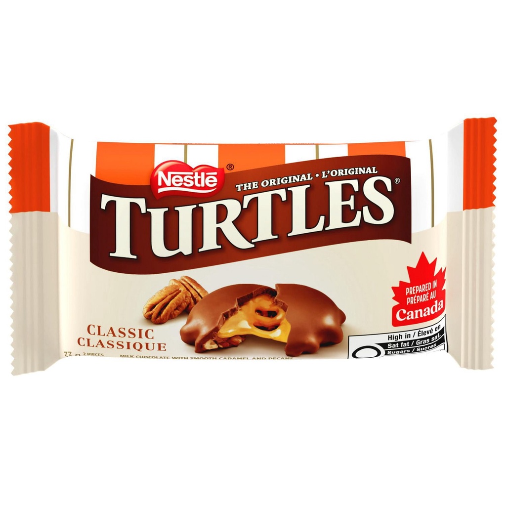 Turtles 2&nbsp;Morceaux, Caramel Onct. Et Pacanes Croq. Nappés De Riche Choc., Prép. Au Canada, Sans Gluten, Cacao Provenant De Sources Durables, Arômes Naturels