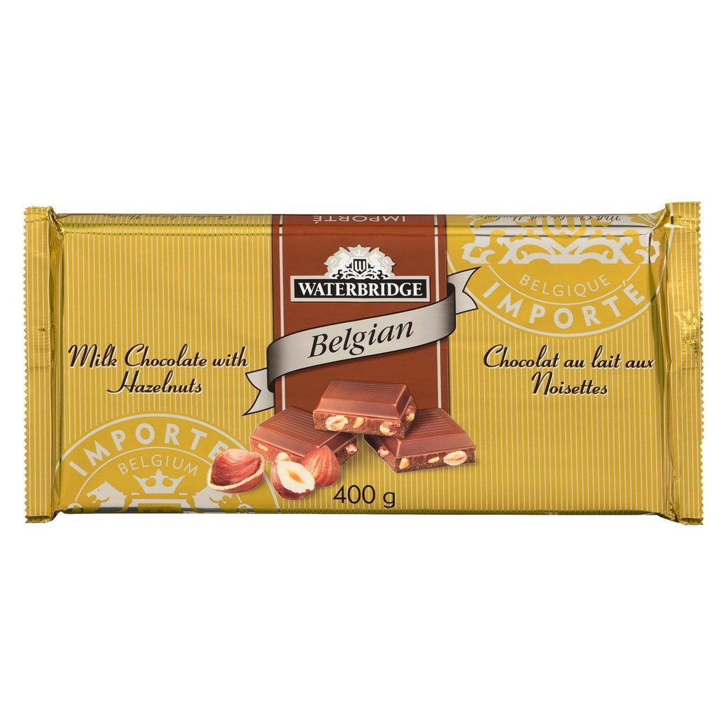 Waterbridge Barre de Chocolat Premium aux Noisettes, 400 Grams