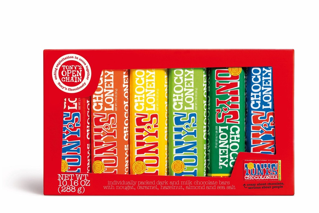 Pack de barres de chocolat Tony's Chocolonely - Pack de bonbons variés, emballés individuellement, 6 barres