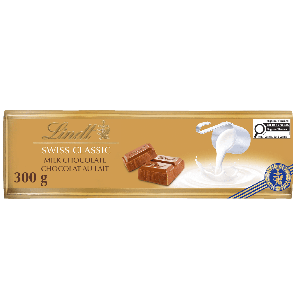 Chocolat au lait Lindt SWISS&nbsp;CLASSIC Gold&nbsp;– Barre (300&nbsp;g)