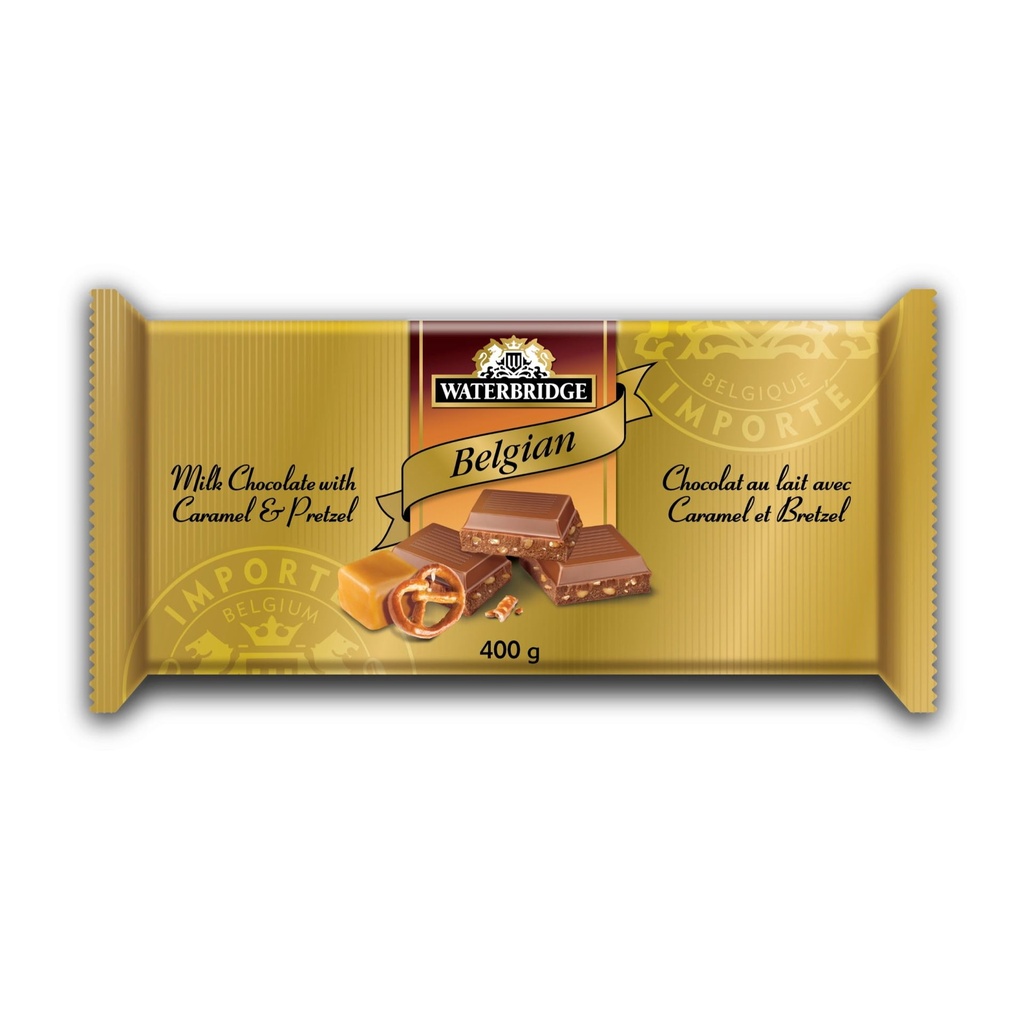 Waterbridge Barre Gold Chocolat au Lait avec Morceaux de Bretzel, 400 Grams