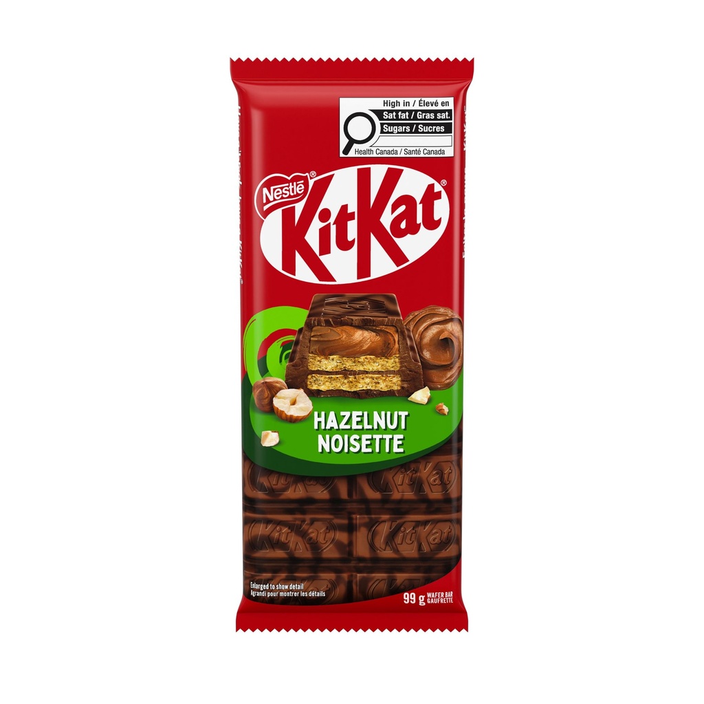 KITKAT Tablette Noisette, gaufrettes, garniture aux noisettes et enrobées d’une coquille de chocolat marbrée