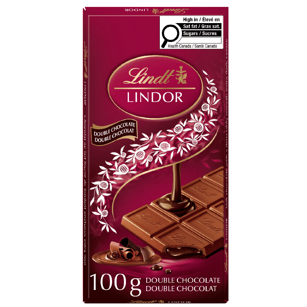 Barre Lindt LINDOR Double Chocolat Au Lait, 100g