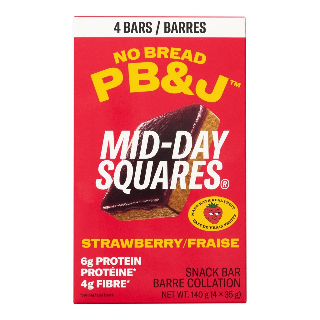 No Bread PB&J Fraise Barre Collation Mid-Day Squares 140 g/4 x 35 g