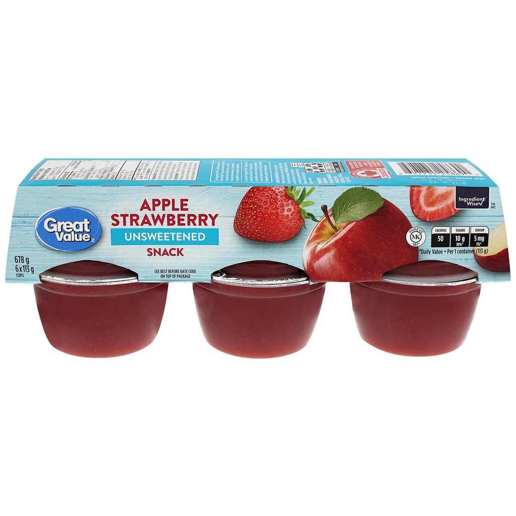 Great Value Collation Non Sucrée aux Pommes et aux Fraises