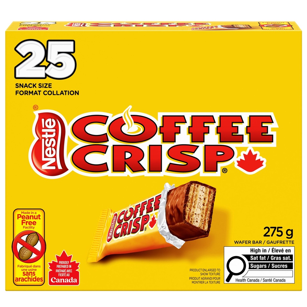 Nestle COFFEE CRISP Mini-gaufrettes, usine sans arachides, préparées au Canada