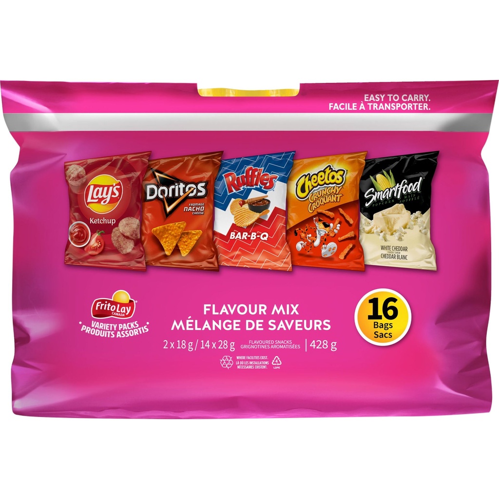 Frito-Lay Assortiment de Grignotines Mélange de Saveurs, Lot de 16