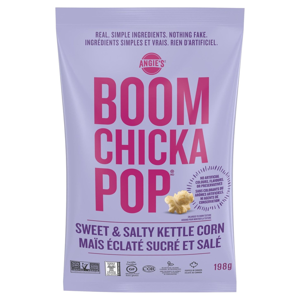 Angie's BOOMCHICKAPOP Angie’s BOOMCHICKAPOP® sans gluten sucré et salé végétalien maïs éclaté prêt à manger, 198g