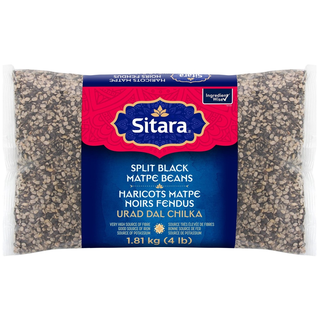 Sitara Haricots Matpe Noirs Fendus - 4LB 1.8 kg