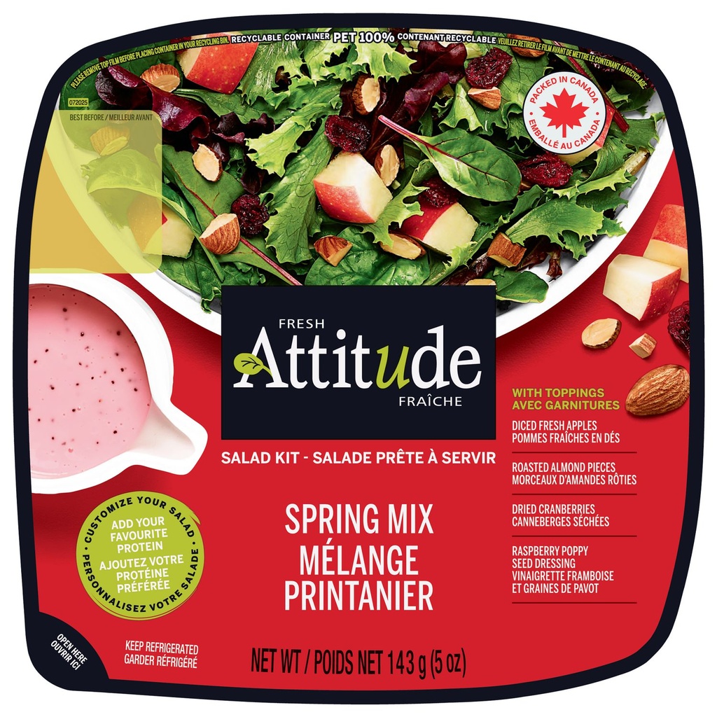 Attitude Fraîche - Salade prête à servir - Mélange Printanier 143g Salade prête à emporter