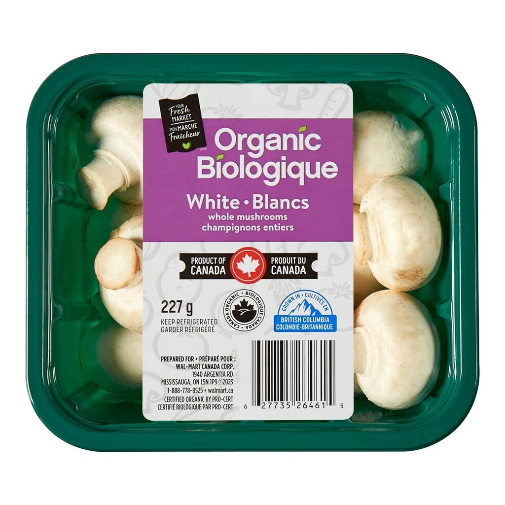 Champignons blancs entiers biologiques Mon marché fraîcheur 227 g
