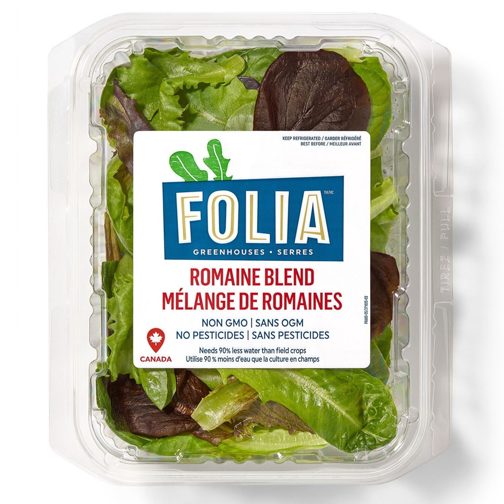 Mélange de laitue romaine Folia /  Salade verte Québec-made. Sans pesticides