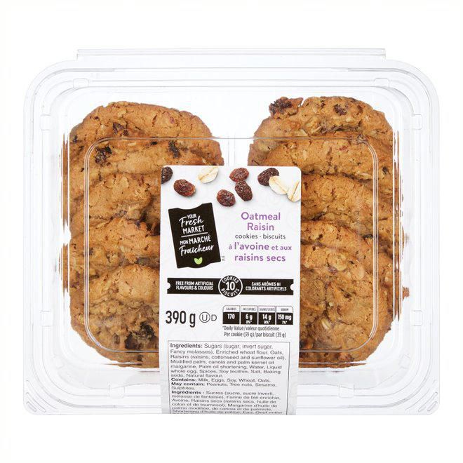 Mon marché fraîcheur Biscuits à l’avoine et aux raisins secs Mon marché fraîcheur, 10 biscuits - 390 g
