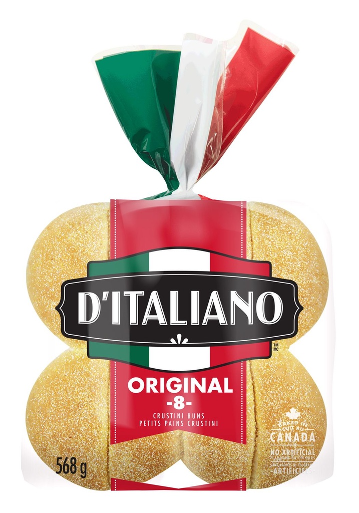 D'Italiano® D'Italiano Petits pain crustini original, Sans arômes ni colorants artificiels, Paquet de 8, 568 g