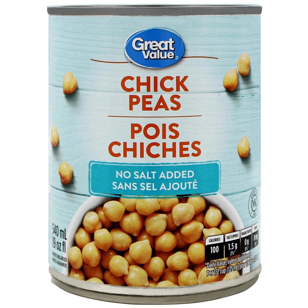 Great Value Pois Chiches Sans Sel