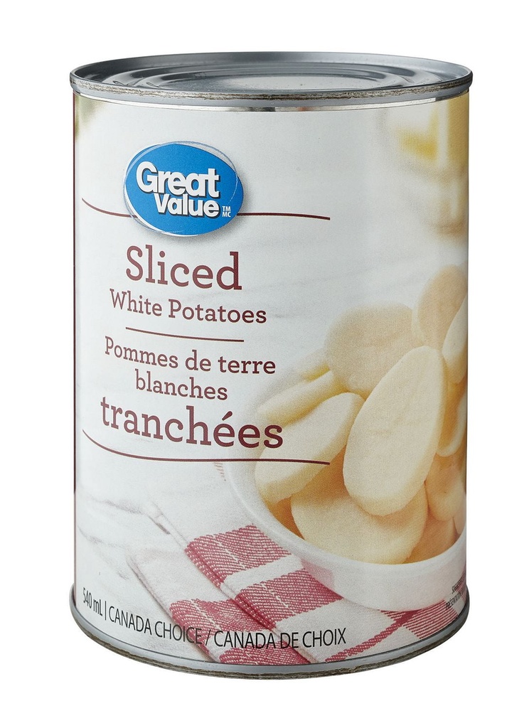 Pommes de terre blanches tranchées de Great Value
