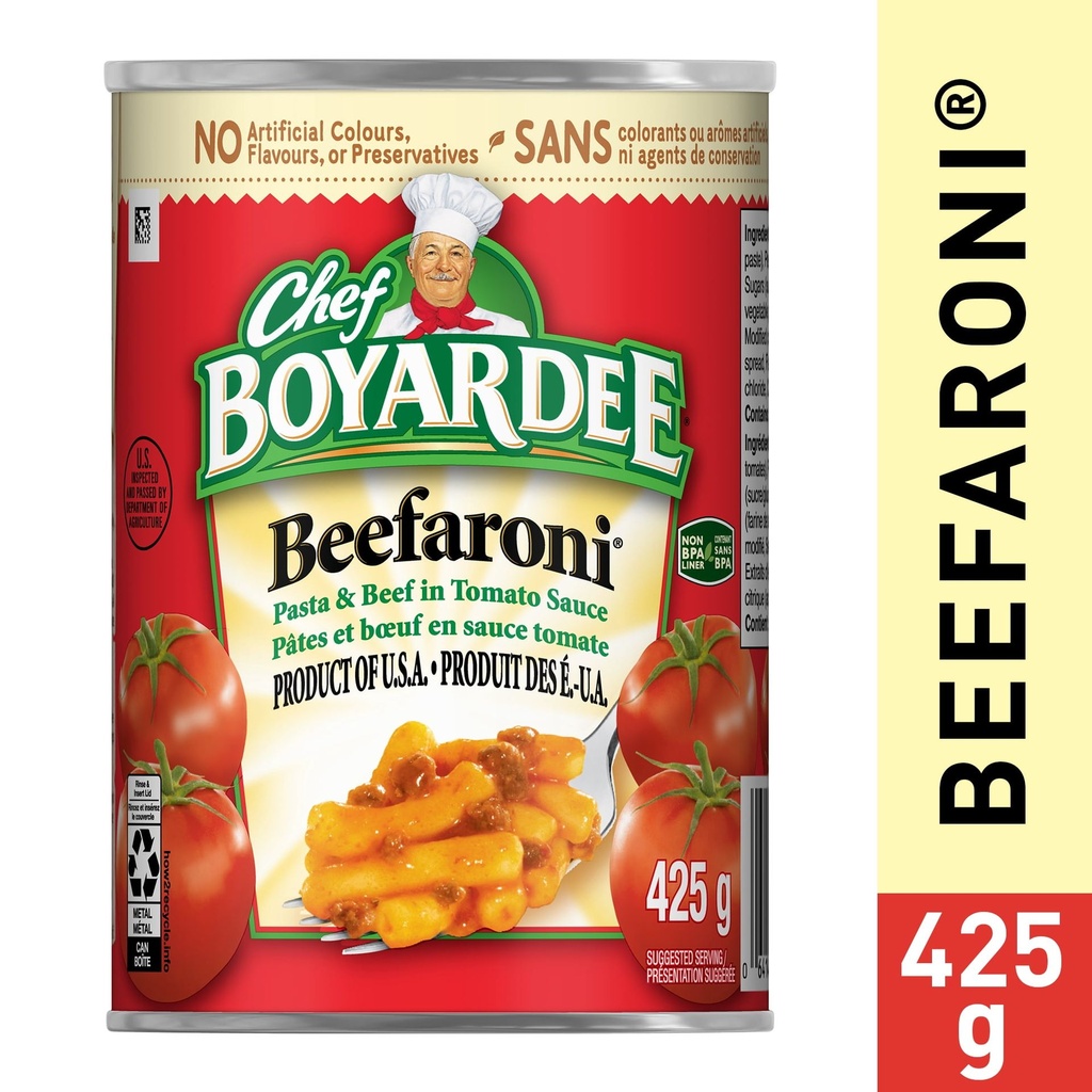 Pâtes et bœuf à la sauce tomate Beefaroni de Chef BoyardeeMD