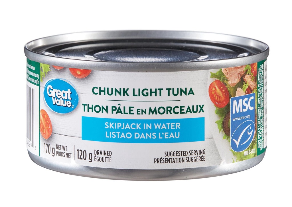 Thon à chair pâle Great value en morceaux