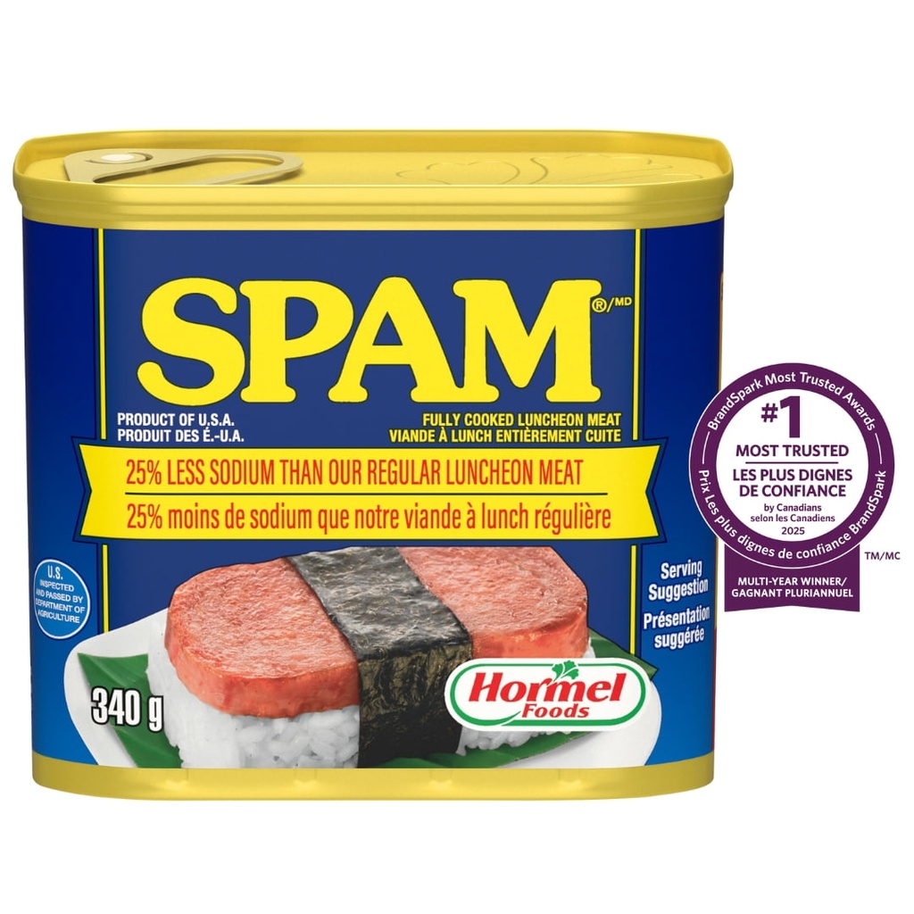Viande froide SPAM entièrement cuite à 25 % moins de sodium
