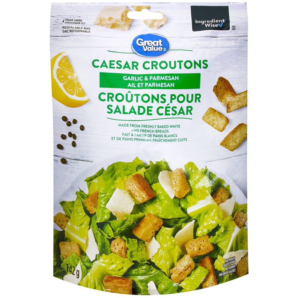 Croûtons pour salade César de Great Value à saveur de parmesan et d'ail