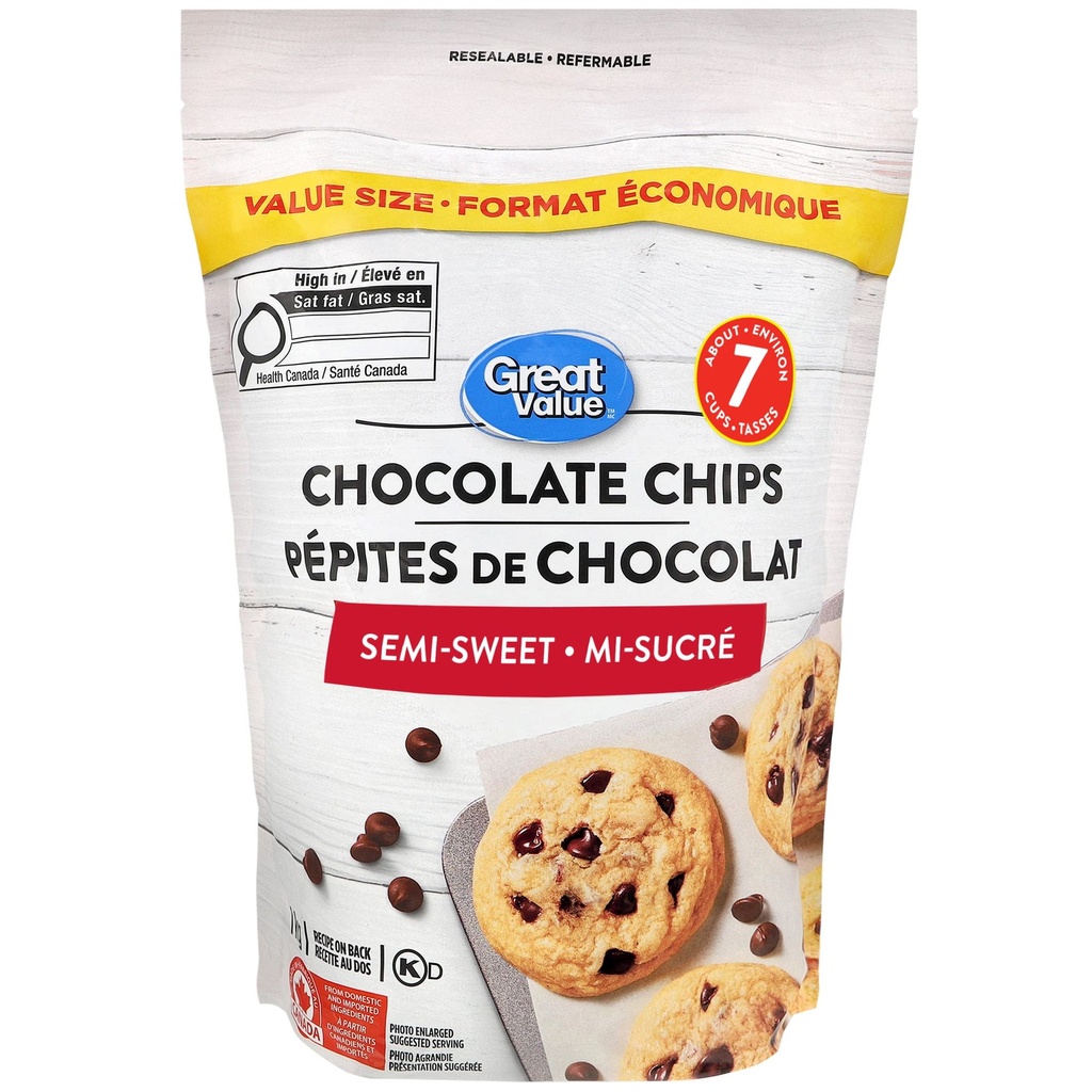 Great Value Pépites de Chocolat Mi-Sucrées