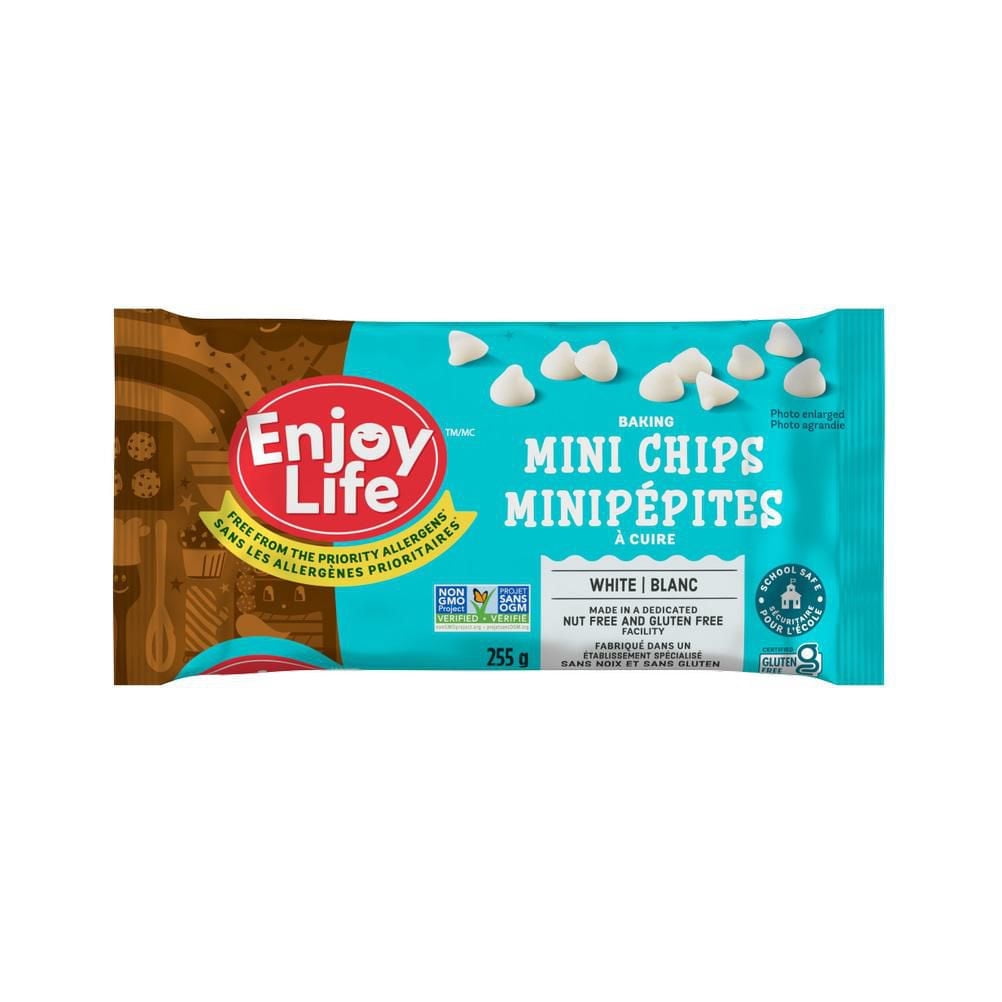 Enjoy Life Minipépites à Cuire Blanc, la délicieuse alternative sans produits laitiers au chocolat blanc pour des pâtisseries et des collations sans allergènes. Obtenez toute la douceur crémeuse du chocolat blan