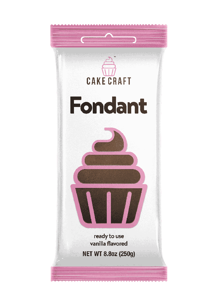 Fondant roulé Cake Craft – Marron, 250 g (8.8 oz), aromatisé à la vanille, facile à utiliser pour la décoration de gâteaux, biscuits et cupcakes