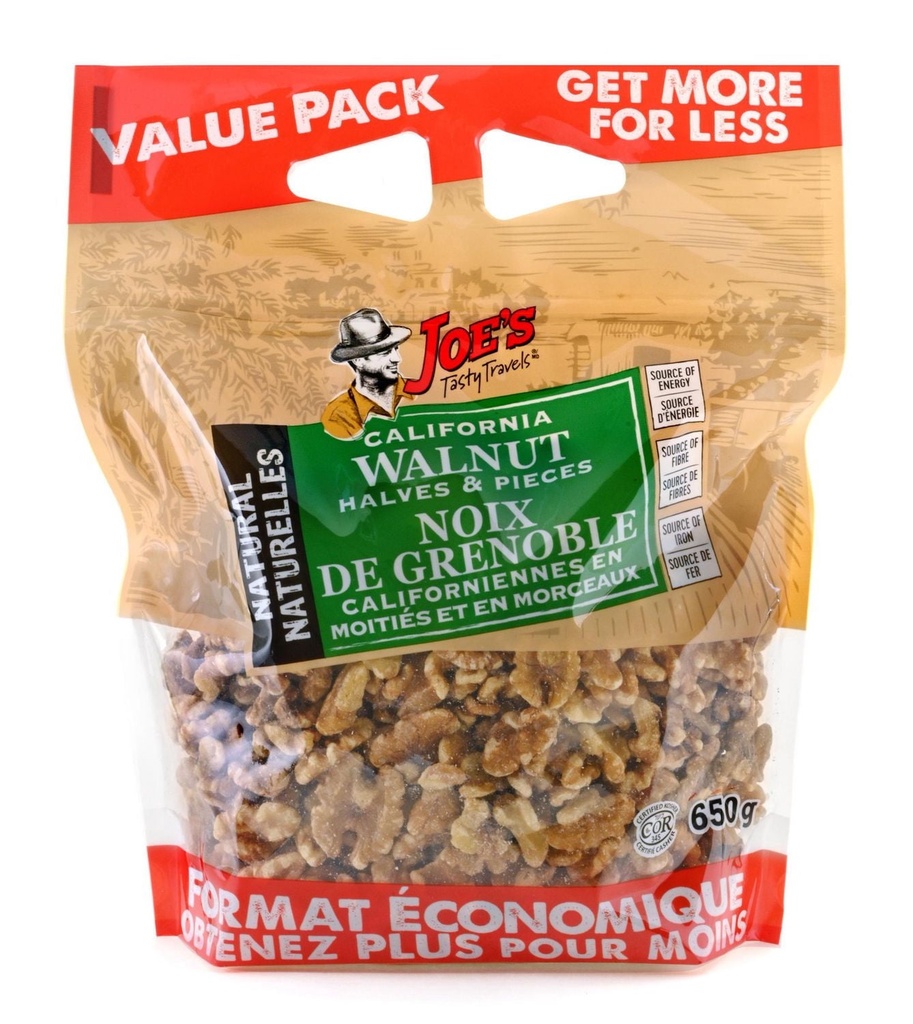 Joe's Tasty Travels Morceaux de Noix de Grenoble Format Économique 650g