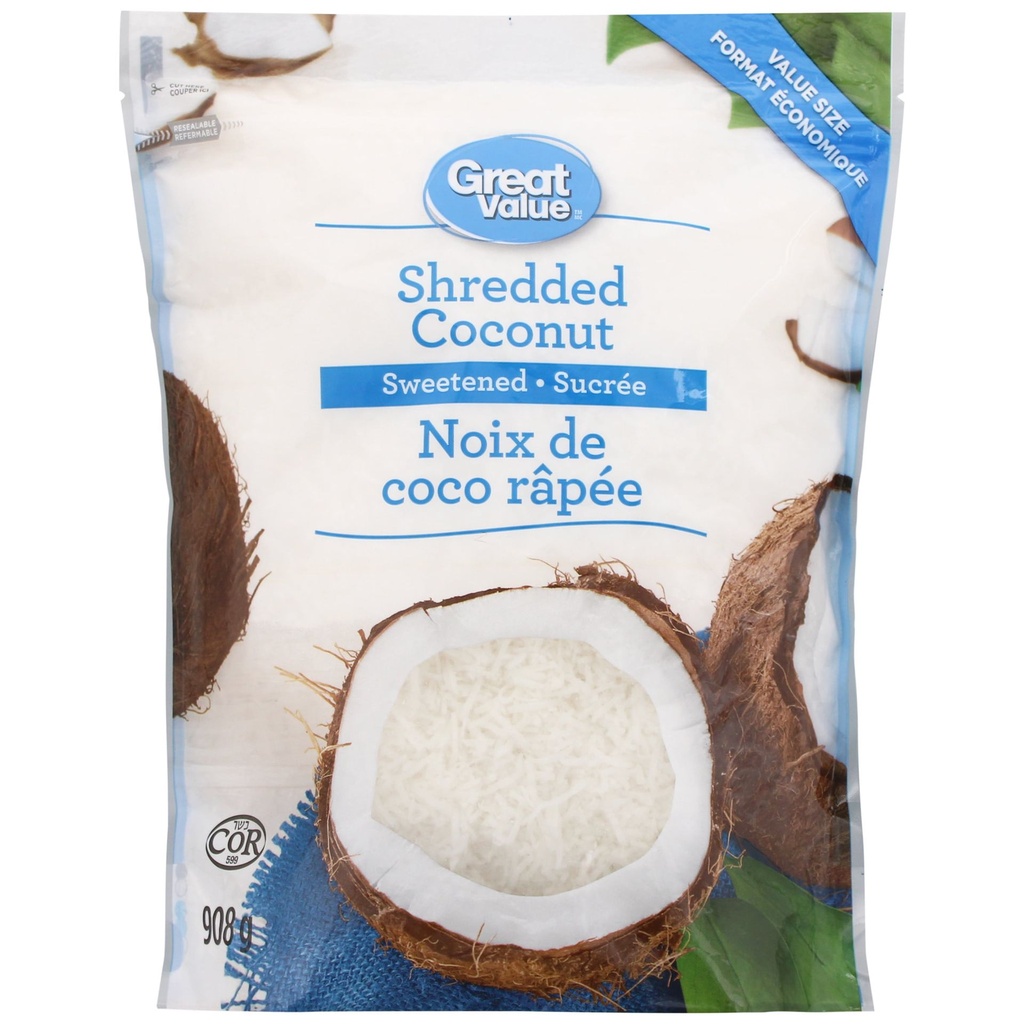 Noix de coco râpée sucrée Great Value 908g
