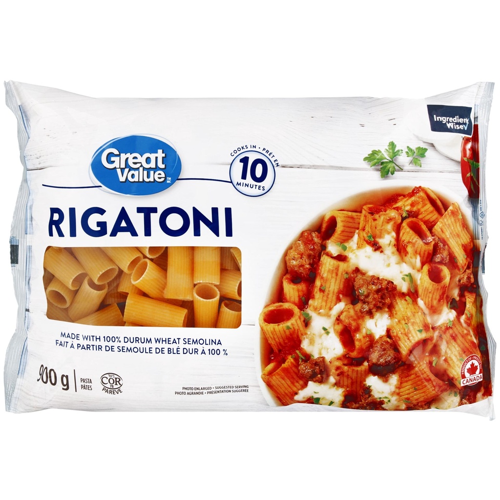 Pâtes rigatoni Great Value
