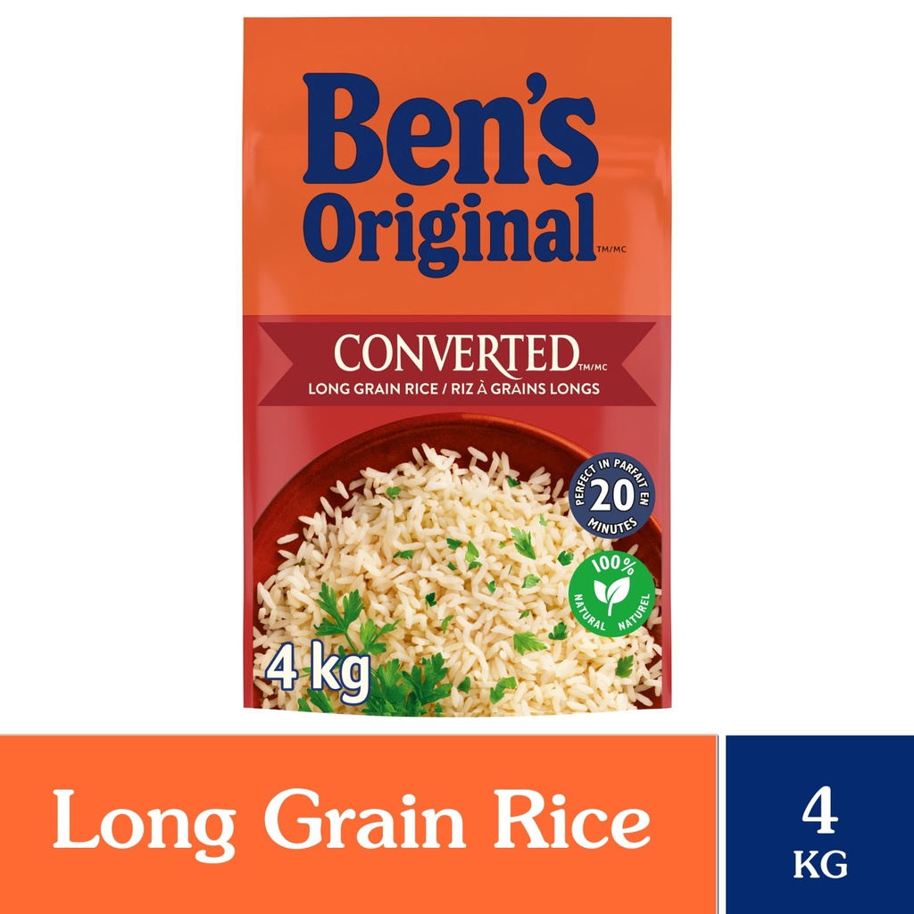 BEN'S ORIGINAL CONVERTED riz étuvé à long grain, sac de 4 kg