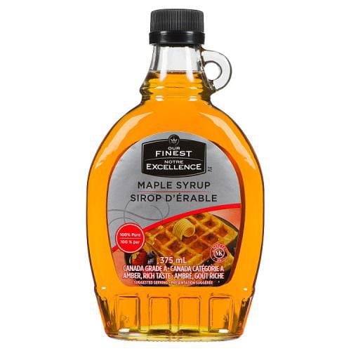 Notre Excellence Our Finest Sirop d'Érable 100 % Pur Catégorie A Ambré, Goût Riche