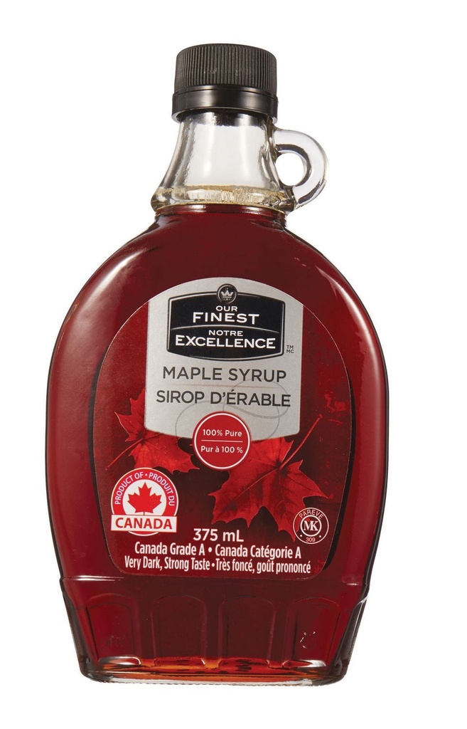 Notre Excellence Our Finest 100 % Pur Sirop d'Érable Canada Catégorie A Très Foncé, Goût Prononcé