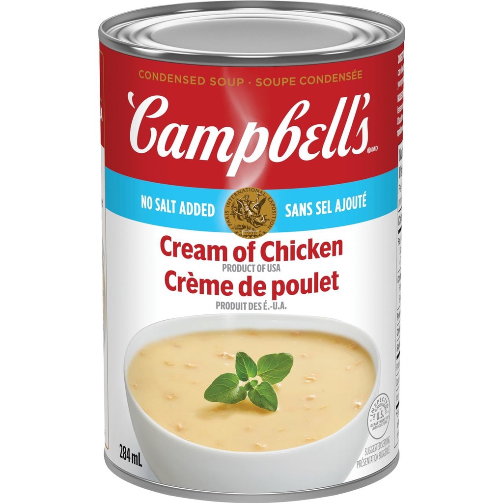 Campbell's® Soupe Condensée Crème de Poulet Sans Sel Ajouté, Stable à Température Ambiante
