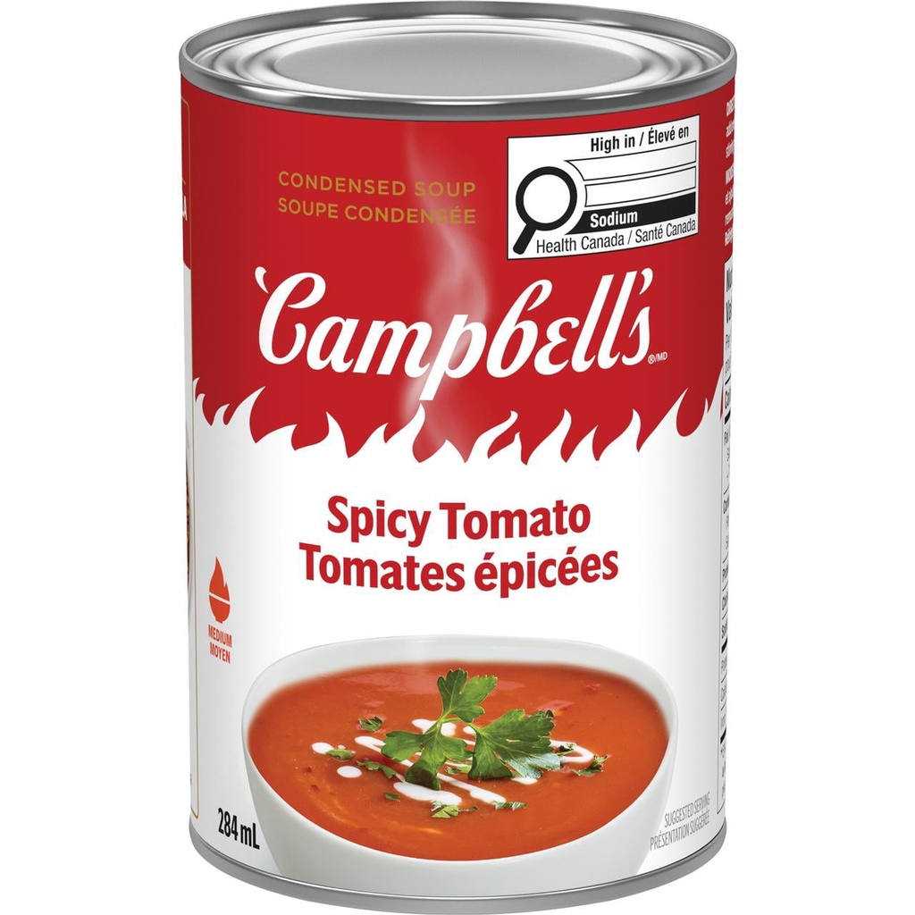 Campbell's Soupe Tomate Épicée Condensée Campbell 284ML, Forme Liquide, Stable à Température Ambiante
