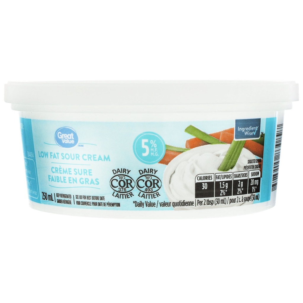 Great Value Crème Sure Faible en Gras