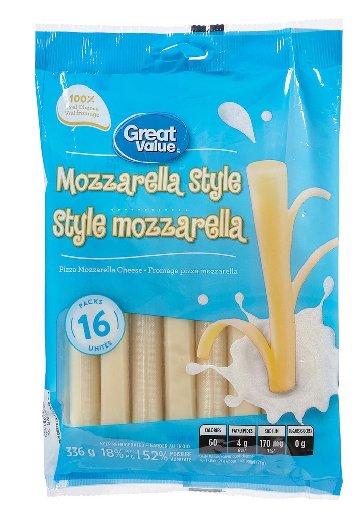 Fromage pizza mozzarella style mozzarella Great Value